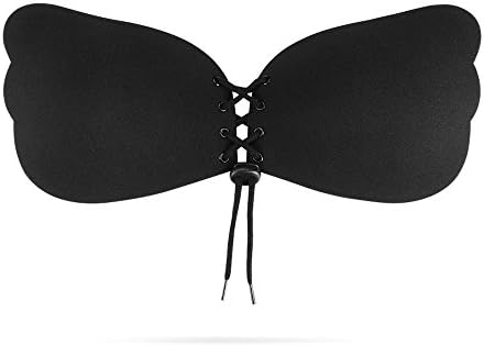 VEAMA Women's Sexy Silicone Strapless Backless Push Up Self Invisible Adhesive Bra with Drawstrings