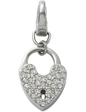Fossil Damen-Charm Anhänger Schloss Edelstahl Zirkonia JF00034040