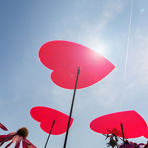 SUNPLAY „Sonnenfänger Herzen“ in ROT, 3 Stück je 5 cm Durchmesser im Set + 35 cm Schwingstäbe - 4