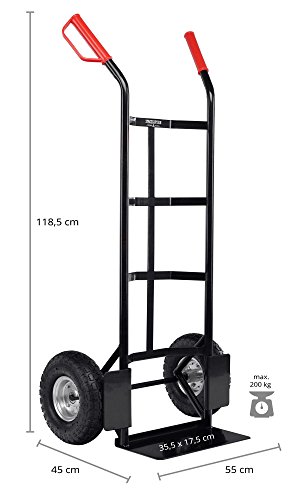 Stagecaptain Carryboy Sackkarre (Transportkarre, Stapelkarre, Stabiler Metallrahmen, Luftreifen mit ca. 27 cm Durchmesser, Robuste Sicherheits-Haltegriffe, Belastbar bis 200 kg) schwarz - 3