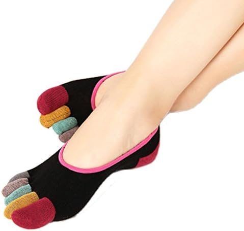 Socks, Manadlian Women 5-Toe Breathable Yoga Gym Non Slip Soft Ventilation Massage Ankle Socks (Black, Free)