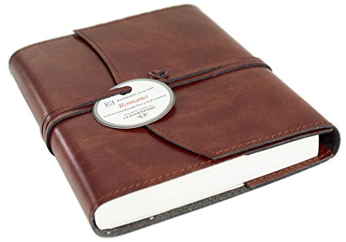 Romano Nachfüllbares Notizbuch handgefertigt mit Einband aus recyceltem Italienisches Leder Haselnussbraun Small (17cm x 13cm x 2cm)