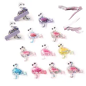 Evogirl Hair Clips Super Glittery Hair Pin Barrattes Accessories For Girls,Kids (Flamingo)