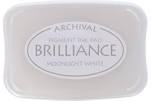 Tsukineko Tinta Brilliance Color Blanco Luna Efecto nacarado 95x65mm. Almohadilla