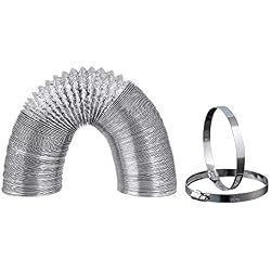 Hon&Guan ø150mm Tuyau d'Evacuation Flexible en Double Aluminium avec 2 Colliers de Serrage pour Salle de bain , Cuisine , Sèche-linge - 10m (ø150mm*10m)