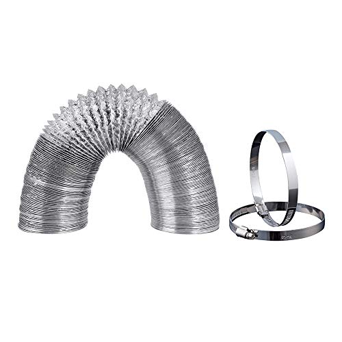 Hon&Guan ø150mm Tuyau d'Evacuation Flexible en Double Aluminium avec 2 Colliers de Serrage pour Salle de bain , Cuisine , Sèche-linge - 10m (ø150mm*10m)