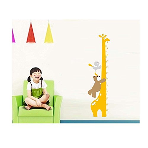 Adorable High Quality Adhesive Walls Vinyl DIY Stickers / Murals / Decals / Tattoos / Transfers For Kids Rooms / Nurseries With Yellow Giraffe Height Chart / Measure, Bear, Duckling And Butterfly Designs By VAGA