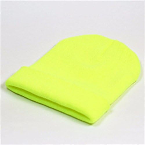 OSISDFWA Fashion Plate Made Of Acrylic Yarn Of Hat Winter Cap Warm Ear Fluorescent Yellow Edge Knitted Hat