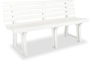 ‎VIDAXL vidaXL Gartenbank Witterungsbeständig Sitzbank Parkbank Gartenmöbel Bank Kunststoffbank Balkon Terrassenbank 145,5cm Kunststoff Weiß