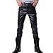 Produktbild Herren Lederhosen Lang Hose Wetlook Clubwear Motorradhose Slim Fit Freizeithose Faux Leder Biker Hose Schwarz L Kootk