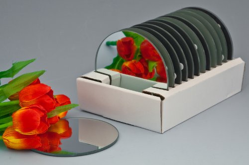4 STück Spiegeluntersetzer Glasplatte MIRROR Spiegel Glas Platte Teller Kerzenteller flach rund, Ø 13 cm