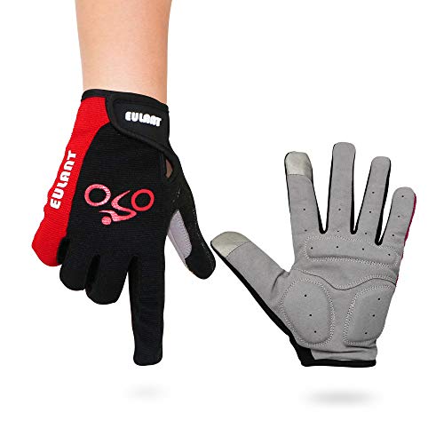 ONT Guanti da Bicicletta 1 Paio Guanti Sportivi Antiscivolo Traspiranti Unisex Guanti Full-Finger Rosso/M