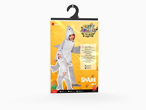 Smiffys Children's Unisex All In One Shark Costume, Jumpsuit with Hood and Fins, Party Animals, Size:S, Colour: Grey, 44076