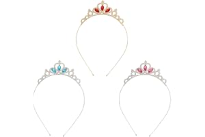 TRKETK 3 Pcs Princess Crown Tiara Gemstone Rhinestone Crown Elegant Rhinestone Crystal Tiara Sparkling Hair Accessory for Girls for Birthday Christmas Carnival Wedding Prom Party (3 Colors)