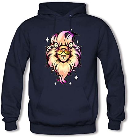 Men's Hoodies Sweater Cool sunglasses lion king printed Pullover Tops Blouse Navy 3XL