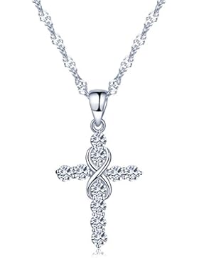 Unendlich U Klassisch Kreuz Unendlichkeit Symbol Damen Halskette 925 Sterling Silber Zirkonia Anhänger Kettenanhänger...