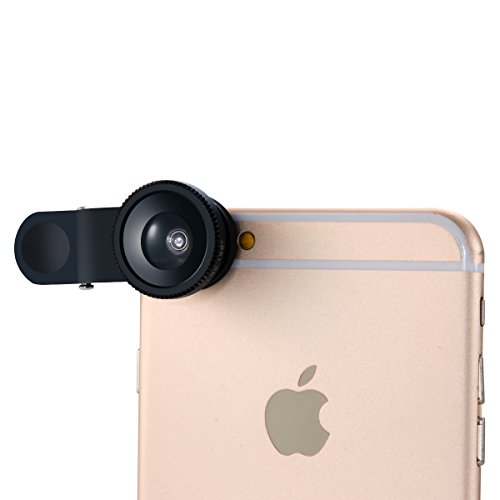 Obiettivo di macchina fotografica cellulare, Lenti Smartphone Breett universale staccabile 180 Â° Fish-eye grandangolare+obiettivo+Micro Lens 3-in-1 Easy-Use Camera Kit Lens per iPhone, iPad, Samsung Galaxy S3 S4 S5 S6 Note 3 2 1, Sony, HTC, Sony Xperia, Huawei lavoro con piÃ¹ smartphone e tablet con la macchina fotografica piatto
