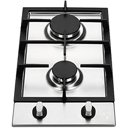 K&H Domino 2x Brûleurs Table de Cuisson Gaz en Acier Inoxydable 30cm 2Z-KHSS