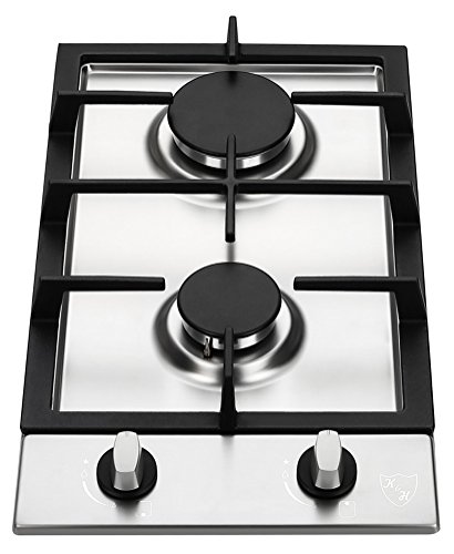 K&H Domino Piano cottura a Gas 2 Fornelli 30cm Acciaio inossidabile 2Z-KHSS