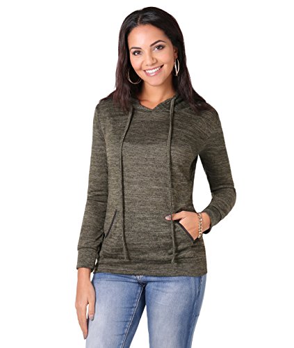 KRISP® Women Sweatshirt Knitted Hoodie Pullover Black