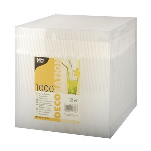 1000 Trinkhalme, flexibel Ø 6 mm · 21 cm transparent Strohhalme - 3