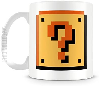 Super Mario Bros 8 Bit Questions Mark Block Gamer Mug 11oz Ceramic Coffee Cup Nintendo Video Game Tea Mug