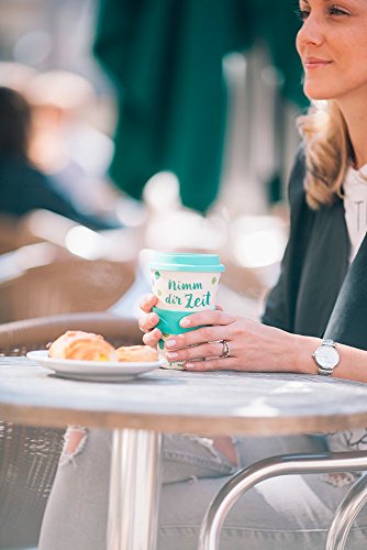 Grafik Werkstatt 60632 Bamboo-to-tg-Becher, Nimm dir Zeit für Dinge…, Kaffeebecher, spühlmaschinengeeignet Mikrowellentauglich, Bambus, beige, 9 x 9.5 x 14 cm - 3
