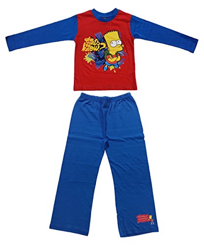 Red (5-6) 100% CottonBoys/Girls Bart Simpson Design Long Legged Pyjama 3-10 Years (5-6 Years)