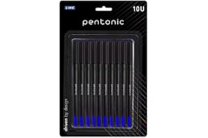Pentonic 0.7 mm Ball Pen Blister Pack | Black Body | Blue Ink | Set of 10 Pens