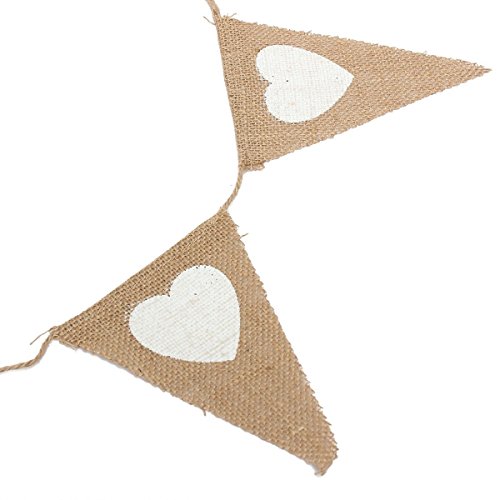 3m Wimpelkette Hochzeit Vintage Herz Jute Bunting Banner - 5