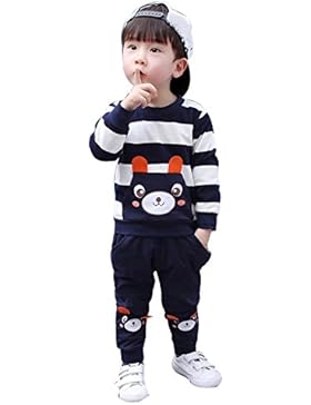 Kinderkleidung Longra Herbst Winter Kinder Baby Mädchen Junge Kleider Set Striped Bear Tops + Hosen Outfits Kleidung-Anzüge...