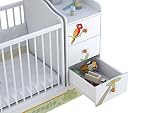 Polini Kids Kombi-Kinderbett Basic mit Kommode weiß-orange mit Jungle Motiven ,1185-1 - 2