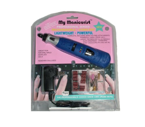 Vogue Professional ® /My MANICURIST ® RECHARGEABLE CORDLESS POWERFUL NAIL DRILL FILE , for Acrylics Gels Shellac Axxium Natural nails, Callus removal, COMPLETE W/ PRO BITS FIT DREMEL - Also for PET GROOMING - AC 230V