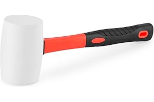 ZAVIA White Heavy Duty 16Oz Large Rubber Mallet with Fiber Shaft Mallet Shock Absorbing Easy Grip