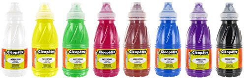 Cleopatre - PGN250X8A - Pack de 8 frascos de pintura guache de colores primarios, 250ml