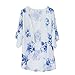 Produktbild HCFKJ 2017 Mode Damen Floral ÖFfnen Cape BeiläUfige Mantel Lose Bluse Kimono Jacke Cardigan Blau (M)