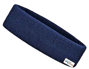HeadTurners Workout Headband for Women & Men - Moisture Wicking & Non-Slip Exercise Hairband or Sports Sweatband -Ideal for All Sports Like Tennis, TT, Badminton, Running and Yoga- (Navy, 1 Pc)