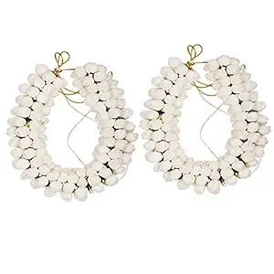 Maahal? Hair Bun Mogra Combo Flower Gajra Artifical Gajra for Women in White Pack Of 02