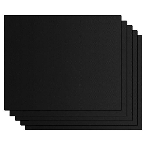 Omiki 5Pcs nichtklebende Oberfläche Hitzebeständige BBQ Grill Mats Durable Barbecue Backmatten Grill-Auflage-Blatt, FDA genehmigt, PFOA-freie, Easy Clean (schwarz) - 3