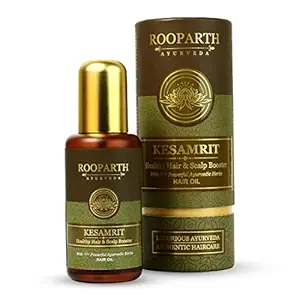 Rooparth Ayurveda Kesamrit Healthy Hair & Scalp Booster Hair Oil wit 17+ with powerful ayurvedic herbs. Root Penetrating 100% Natural & Safe Hair Oil Repairs, Revitalizes & Nourishes Damaged Hairs.