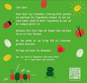Fingerabdruck Leinwand *80×80* INKL Zubehör-Set GRATIS (Stempelkissen+Stift+Anleitung+Hochzeitsbuch+…) + PORTOFREI – Herzchen Baum braun – Hochzeitsbaum Fingerabdruck – Fingerabdrücke der Hochzeitsgäste auf Leinwand als Hochzeitsgästebuch Einträge – Fingerabdruck Baum Leinwand – Herzchen Baum braun - 5
