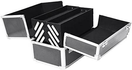 Alondy Extra Large Space Storage Beauty Box Make up Nail Jewelry Cosmetic Vanity Case (Small-Black&amp;Silver)