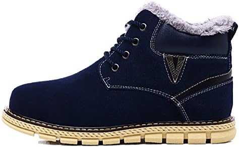 H-Mastery Winter Boots Men Leather Fur Lined Snow Boots Waterproof