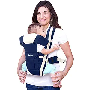 LuvLap Elegant Baby Carrier with 4 carry positions, for 4 to 24 months baby, Max weight Up to 15 Kgs (Dark Blue)