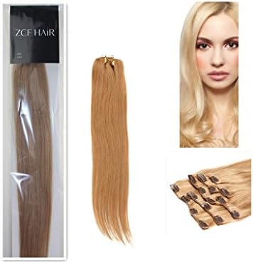 Charming 15'' 18'' 20'' 22'' 100% Real Human Hair 7Pcs Clip In Human Hair Extensions Straight Hair 24 Colors Beauty Design Salon (20inch 70g, 27 dark blonde)