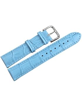 uYOUNG 16mm Damen-Armbanduhr echt Leder Krokodil-Korn Blau Band