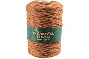 BORGO DE' PAZZI FIRENZE Corda 2mm Cotone (Marrone), Filo per Macramè, Cordino per Borse a Uncinetto e Fai da te, Filato per Uncinetto e Ferri Made in Italy, BORGO DE’ PAZZI FIRENZE