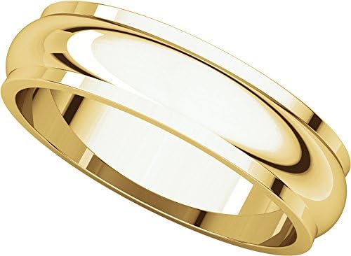 14ct Yellow Gold, Edged Half Round Wedding Band 5MM (sz M)