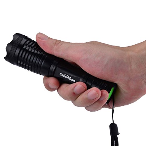 Canwelum Super-helle Aufladbare Cree T6 LED Taschenlampe, 5-Modus Dimmbare Außen Camping Zoom LED-Taschenlampe (A Komplett-Set mit 18650 Batterie Geschützt und Euro Ladegerät – CE Zertifiziert) - 5