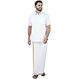 RAMRAJ COTTON prestigious half sleeve shirt and border dhoti for men